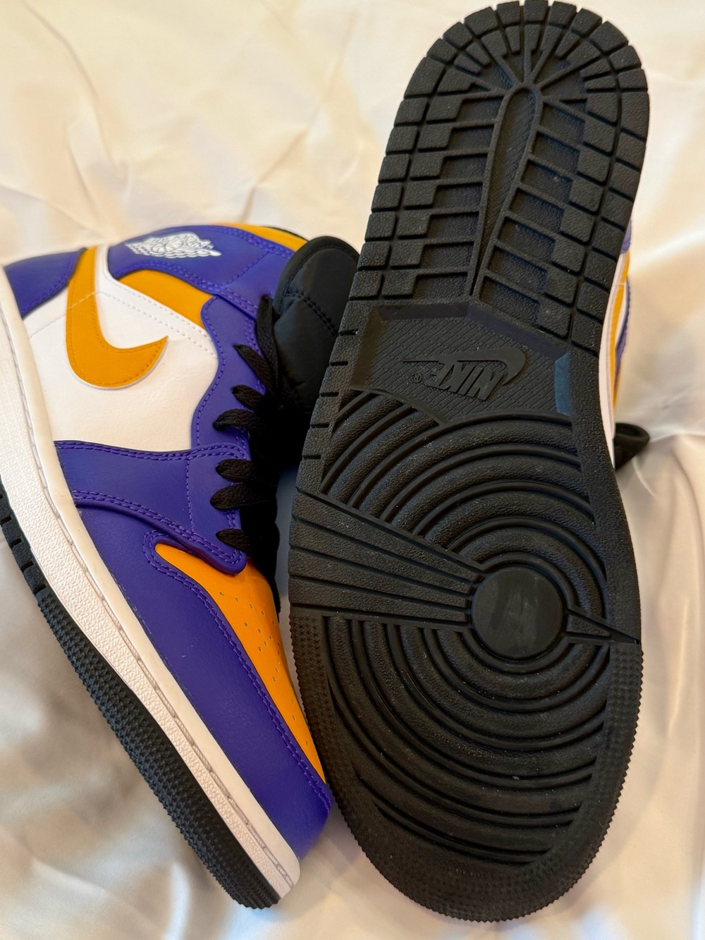 Nike Men's High-Top Sneakers - Purple/Yellow/White - Picture 8 of 11